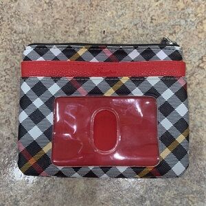Cute Buxton red and black plaid zippered wallet